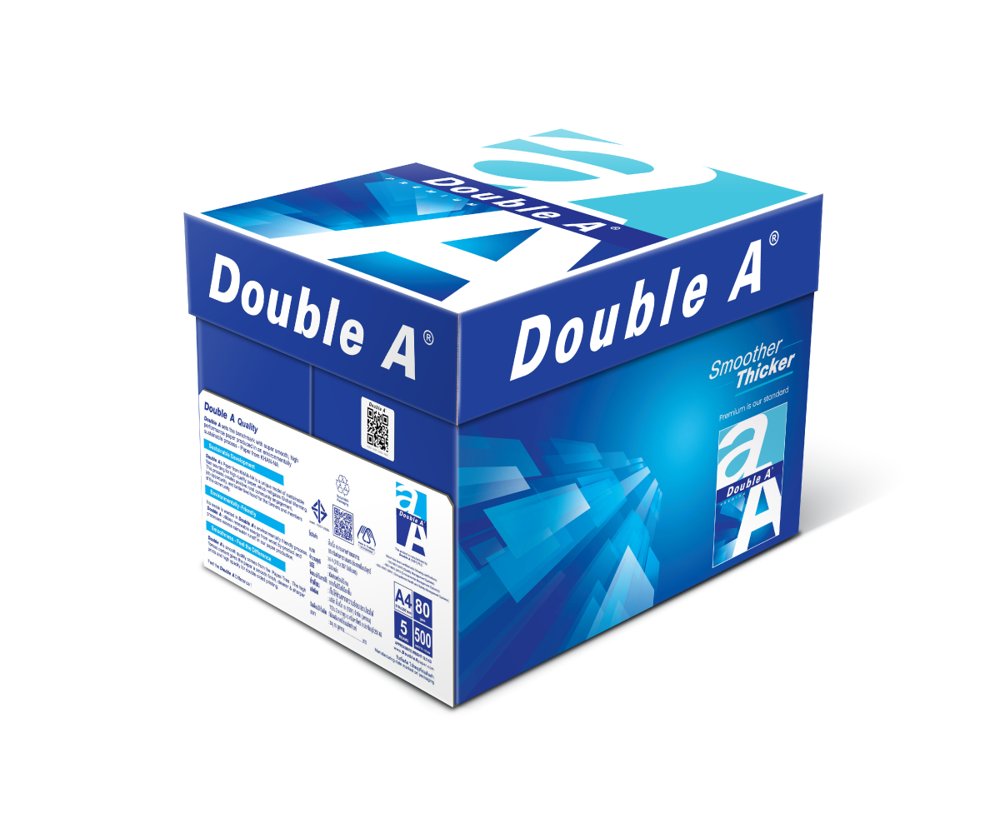 Double A Premium Copy Paper A4 80 gsm — Box of 5 Reams (500 Sheets/Ream)